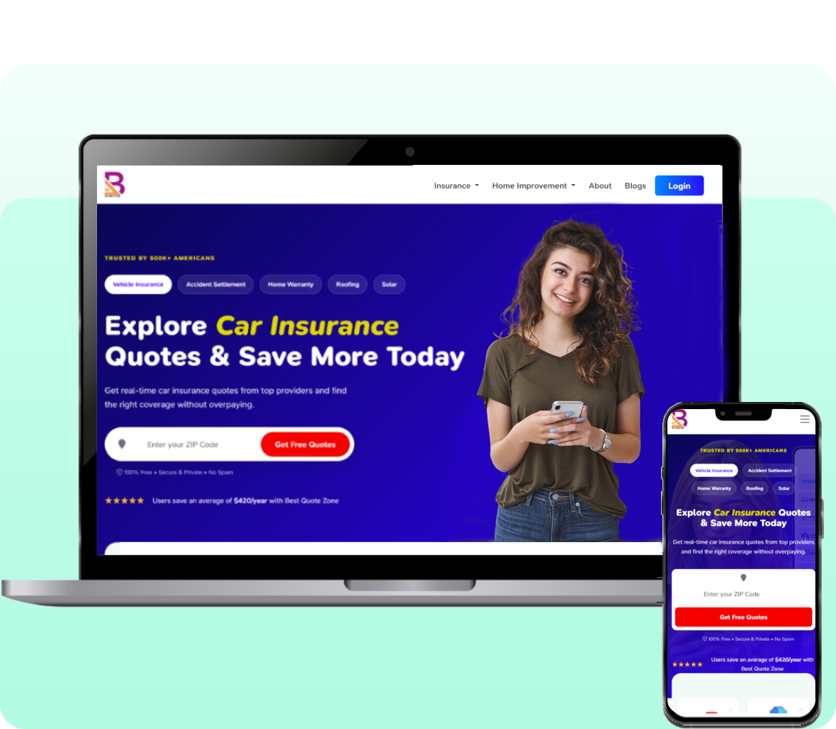 Best Quote Zone mobile app interface